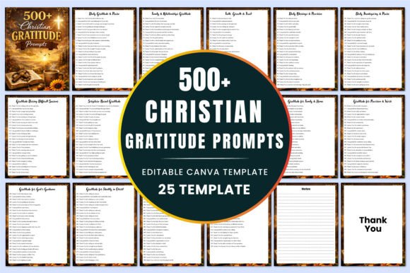 500 Christian Gratitude Prompts KDP for Brand Designers