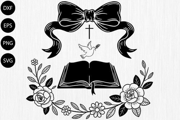 Christian Bible Dove Floral Frame SVG for Crafts