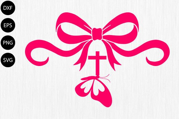 Christian Cross Ribbon Bow SVG Design for Crafts