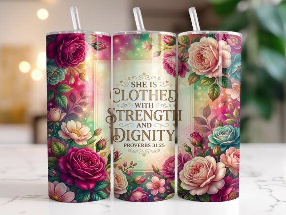 Christian Floral Bible Verse Tumbler PNG