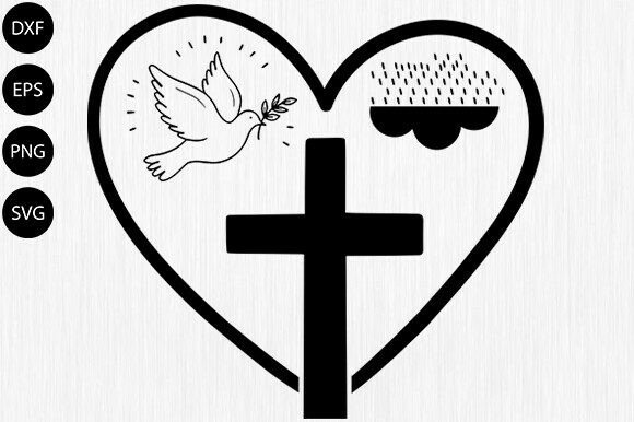 Christian Heart Cross Dove SVG Design for Crafts