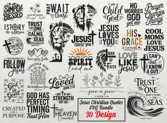 Christian Quotes Jesus SVG Bundle for Crafts