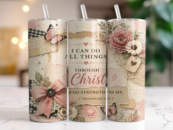 Christian Scripture Floral Tumbler Wrap