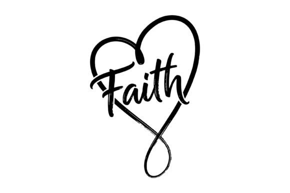 Faith Heart Brush Script T-Shirt Designs