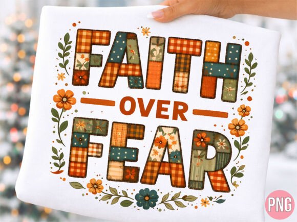Faith over Fear Plaid Christian PNG for Crafts