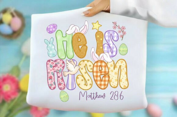 Floral Jesus Easter Patchwork Png Illustrations