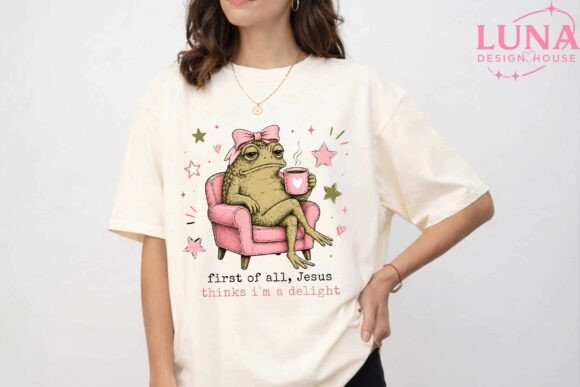 Funny Frog Jesus Quote PNG Sublimation Illustrations
