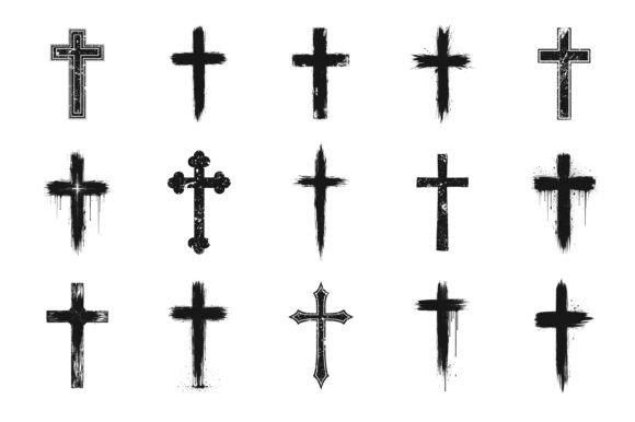 Grunge Brush Christian Cross Bundle Set for Crafts