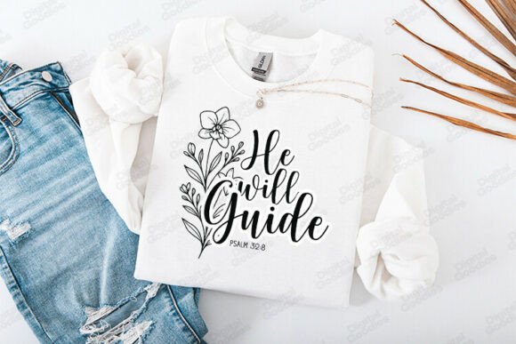 He Will Guide Psalm 32 Verse Design T-Shirt Designs