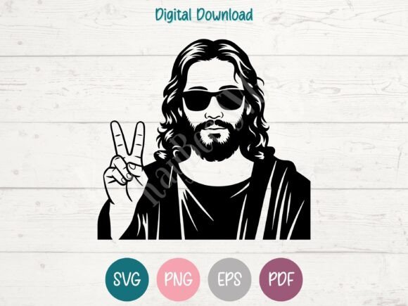 Hippie Jesus with Sunglasses SVG PNG for Crafts