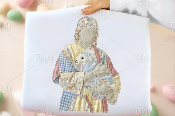 Jesus Floral Bunny Patchwork PNG