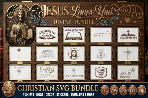 Jesus Loves You SVG Bundle for Print Templates