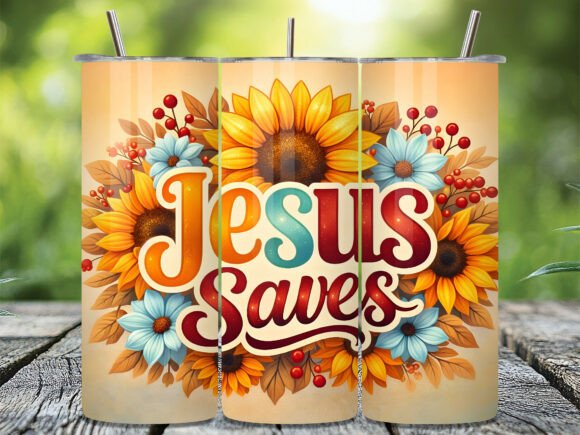Jesus Saves Sunflower Religious Tumbler Wraps