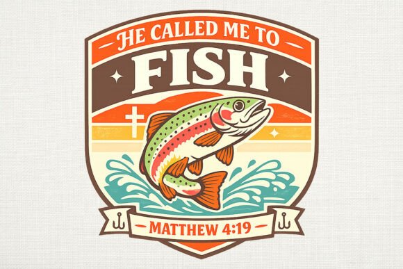 Matthew 4 19 Fishing Jesus Retro PNG