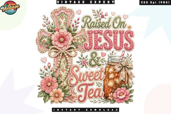 Raised on Jesus and Sweet Tea Patchwork Illustrations