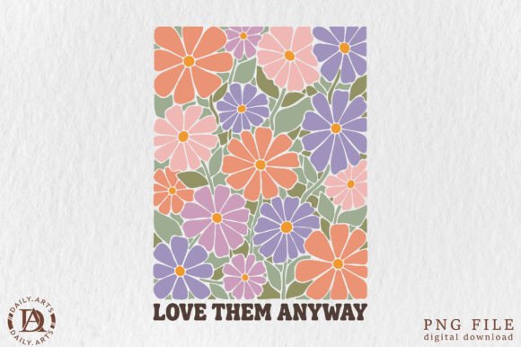 Retro Floral Christian Sublimation PNG