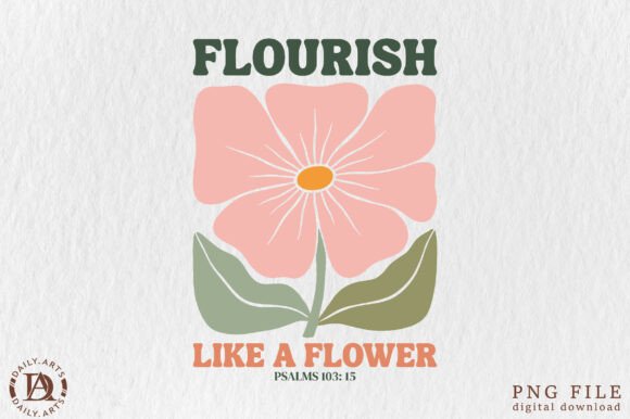 Retro Pink Flower Christian PNG