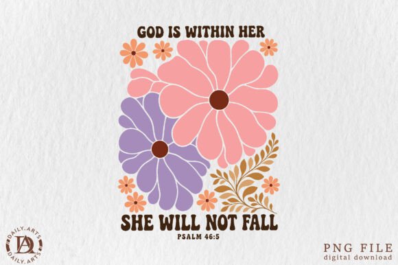 Retro Pink Purple Daisy Christian Illustrations