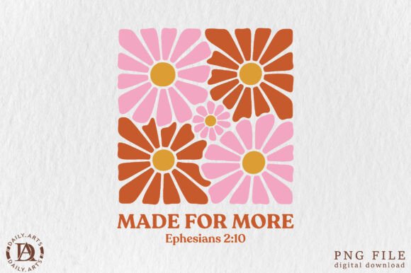 Retro Pink Terracotta Daisy Illustrations