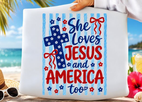 She Loves Jesus Christian Patriotic PNG Illustrations