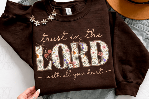 Trust in the Lord PNG, Christian Floral Illustrations